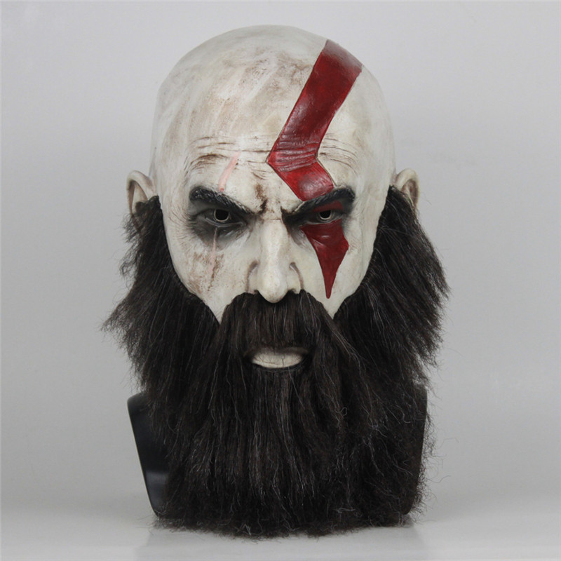 gioco dio della guerra 4 maschera con barba cosplay kratos horror lattice maschere maschere casco halloween spaventoso oggetti puntelli Dropshipping