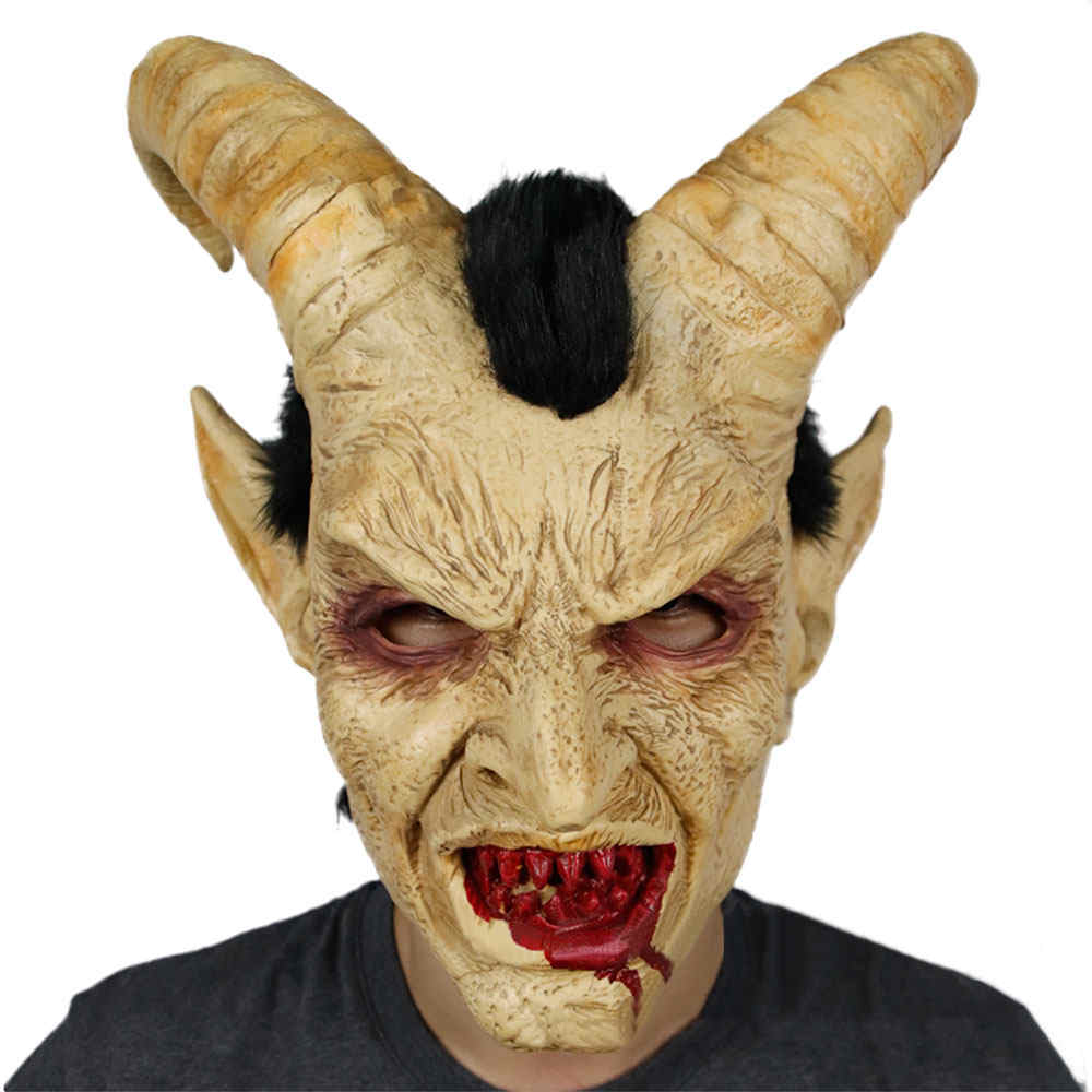 Lucifero Horn Latex Masks halloween masque costume spaventoso demone diavolo puntelli